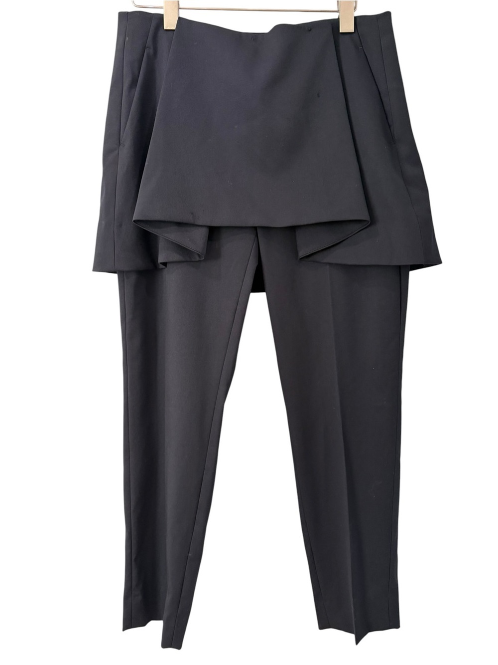 Dorothea Schumacher Black Wool 2in1 Draped Overlay Ankle Tailored Pants 2(S)